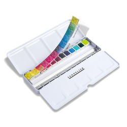 Sennelier l'aquarelle Bright colours zestaw akwareli w półkostkach 12 sztuk metalowe etui