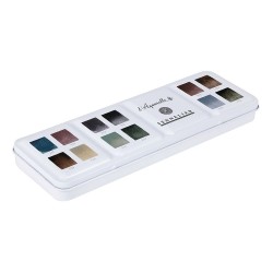 Sennelier l'aquarelle Neutral colours watercolor set in half-pans, 12 pieces, metal case