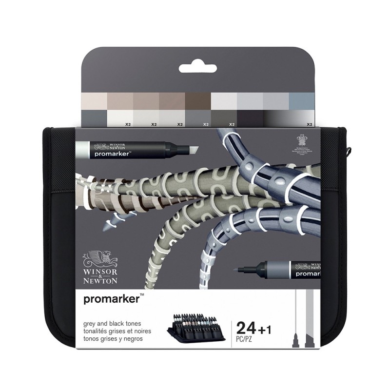 Winsor&Newton promarker grey and black zestaw 24 kolorów - sklep plast