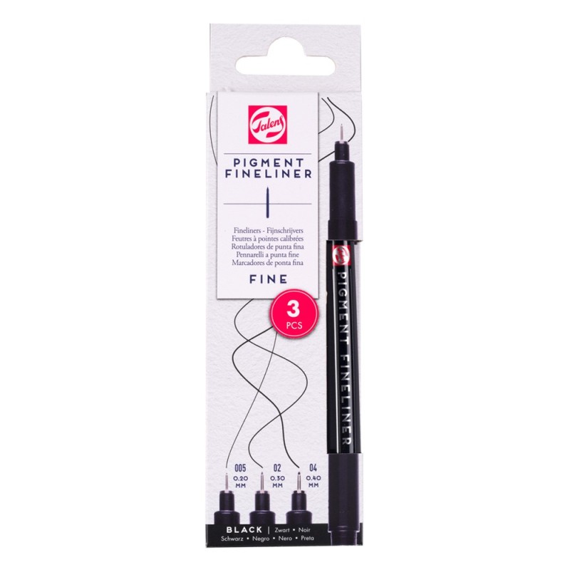 Talens pigment fineliner fine zestaw 3 cienkopisów