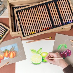 Caran d'ache luminance 6901 set of 100 drawing pencils in a wooden case