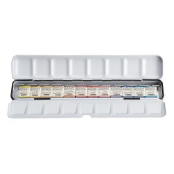 Schmincke horadam aquarell travel set of 12 half-pans metal packaging
