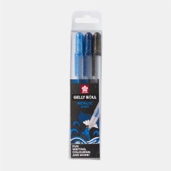 Set of 3 gel pens Gelly Roll Metallic Ocean - szal art - sklep plastyc