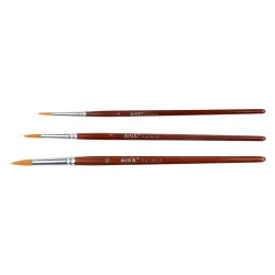 Artix set of 3 round brushes synthetic brown handle