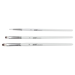 Artix set of 3 different synthetic brushes white handle