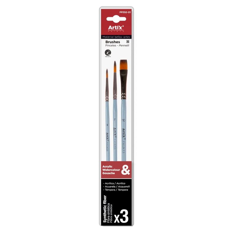 Artix set of 3 different synthetic brushes