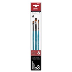 Artix set of 3 different synthetic brushes turquoise handle