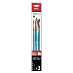 Artix set of 3 different synthetic brushes turquoise handle