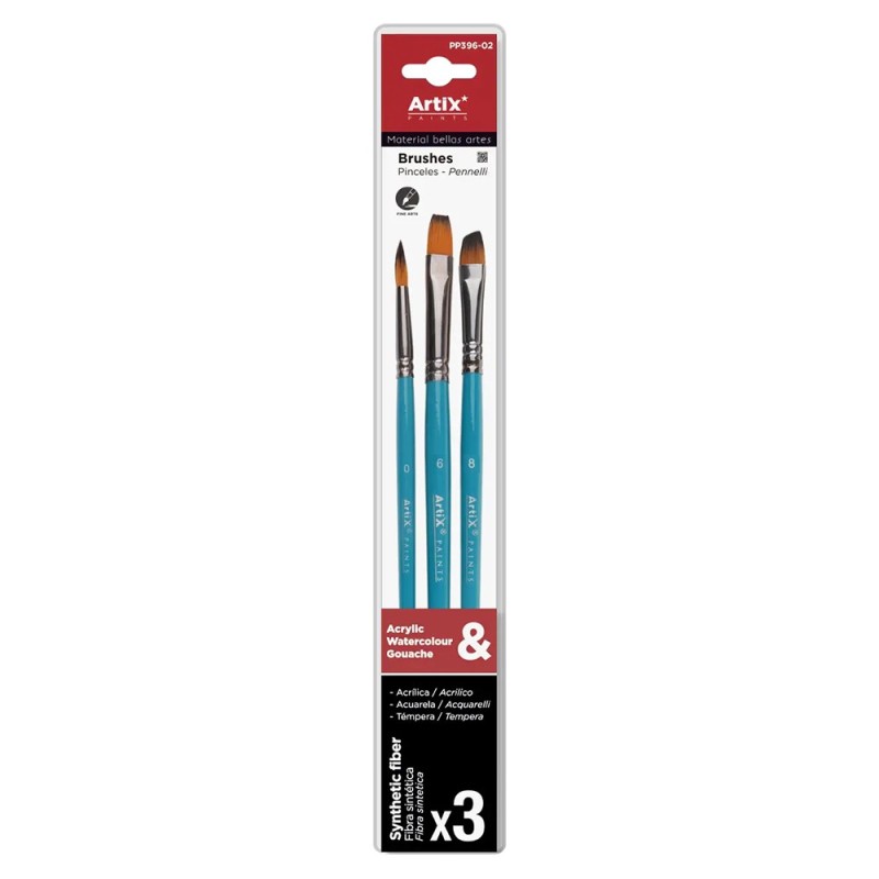 Artix set of 3 different synthetic brushes turquoise handle