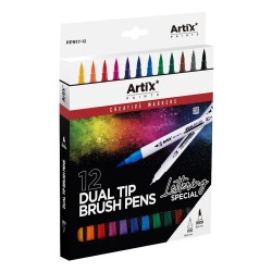 Artix dual tip brush pens lettering double sided brush pens 12 pieces