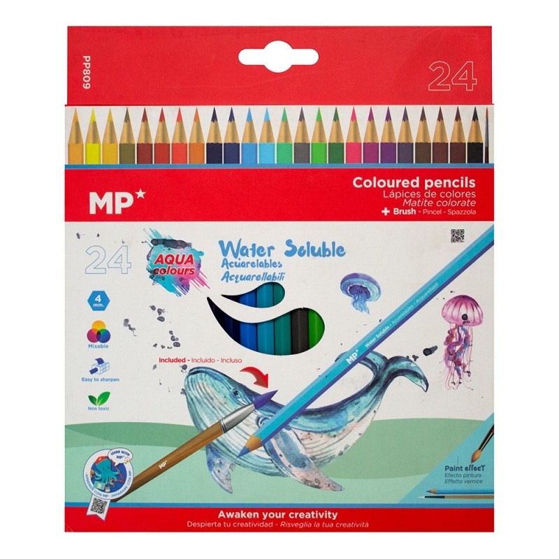 MP water soluble set of 24 watercolor crayons + brush