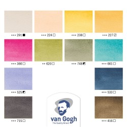 Talens Van Gogh Muted Watercolor Set (1/2-cube), 12 Colors