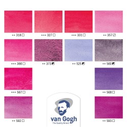 Talens van gogh violets zestaw akwareli w półkostce 12 kolorów