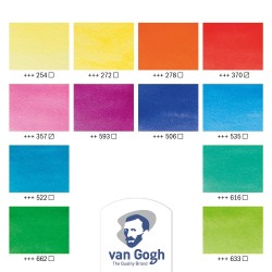 Talens Van Gogh Vibrant Watercolor Set (1/2-cube), 12 Colors