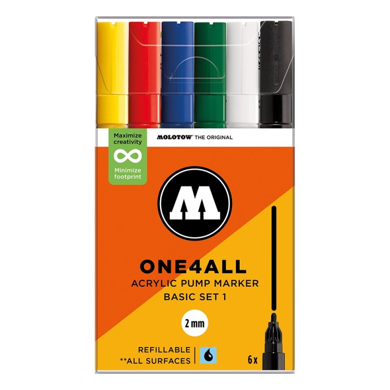 Molotow ONE4ALL Basic set 1 zestaw markerów akrylowych 2mm