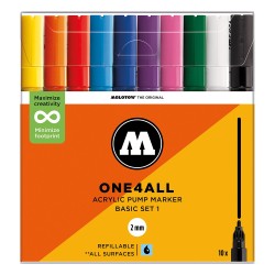 Molotow ONE4ALL Basic set 1 zestaw 10 markerów akrylowych 2mm