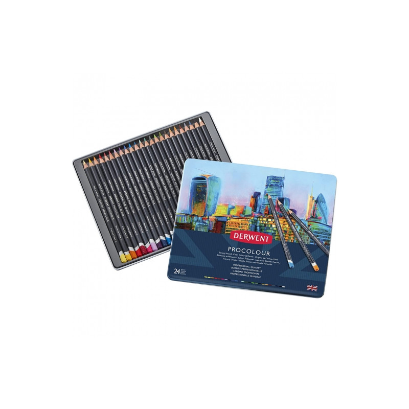 Derwent procolor set of 24 artistic pencils metal pack