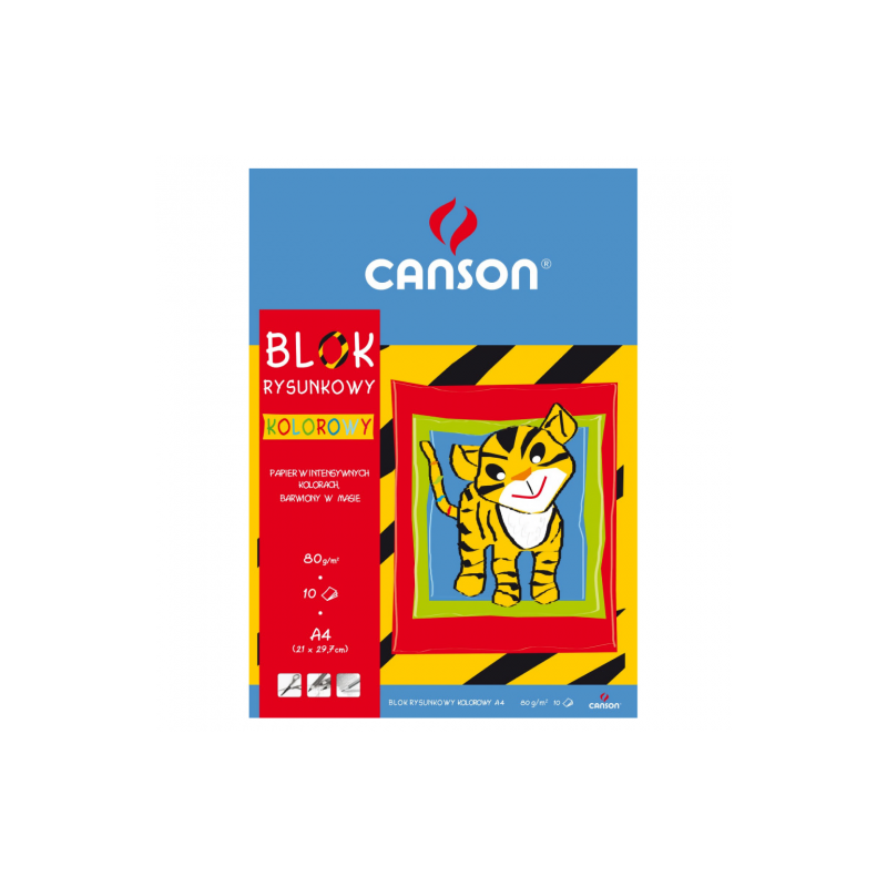 Blok Canson z papierem kolorowym 70-80g 10ark - sklep plastyczny - sza