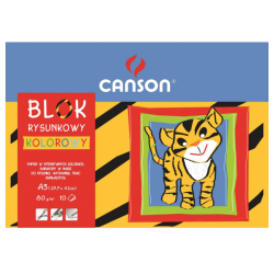 Blok z papierem kolorowym, Canson, 70 g, 21x29,7cm, A4, 10 ar SZAŁ DLA