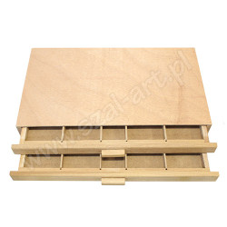 Wooden cassette of pastels two-tier 40x24, 3x2, 7 cm SZAŁ DLA PLASTYKÓ