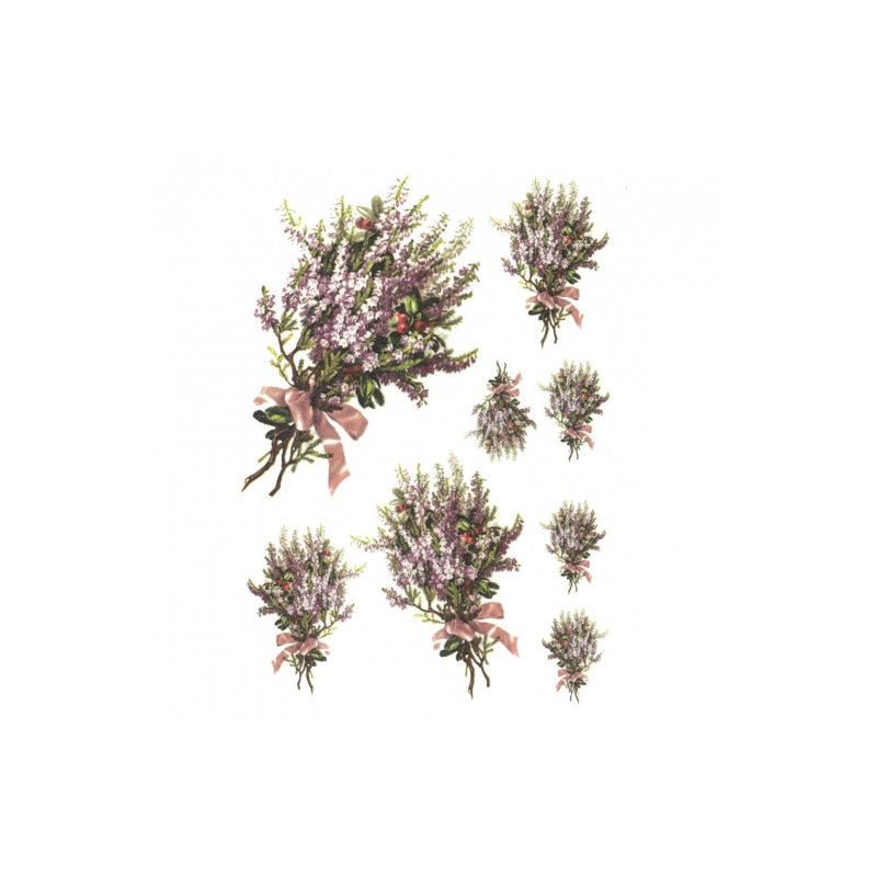 Rice decoupage paper heather flowers A4 ITD