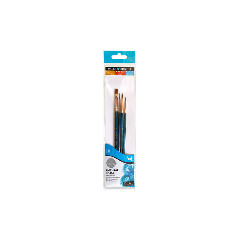 Zestaw 4 pędzli naturalnych Simply Daler Rowney Sable - sklep plastycz