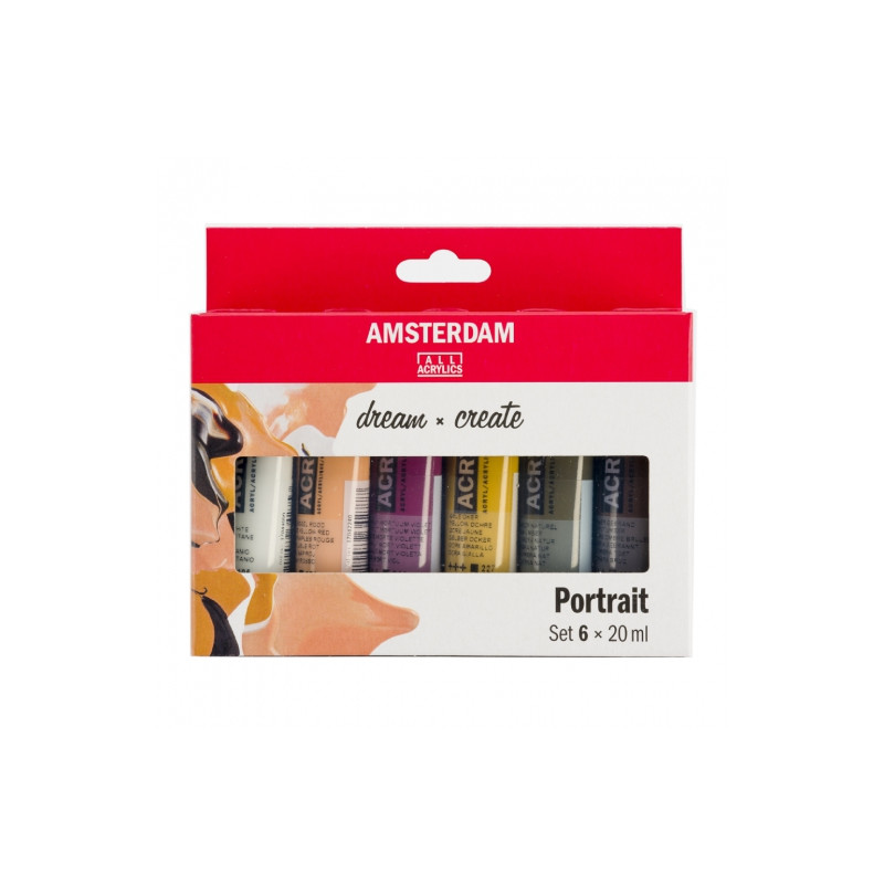 Talens Amsterdam zestaw farb akrylowych 6x20ml portrait - sklep plasty