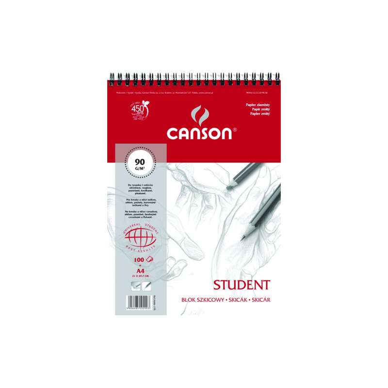 Blok Canson student szkicowy na spirali 90g - sklep plastyczny - szał