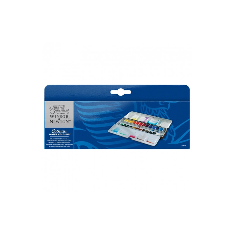 Winsor&Newton cotman akwarele 24 półkostki metalowe opakowanie - sklep