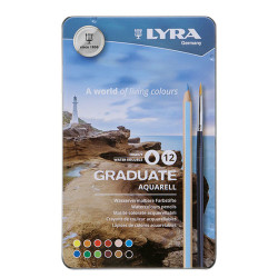 Lyra graduate zestaw 12 akwarelowych kredek metalowe opakowanie - skle