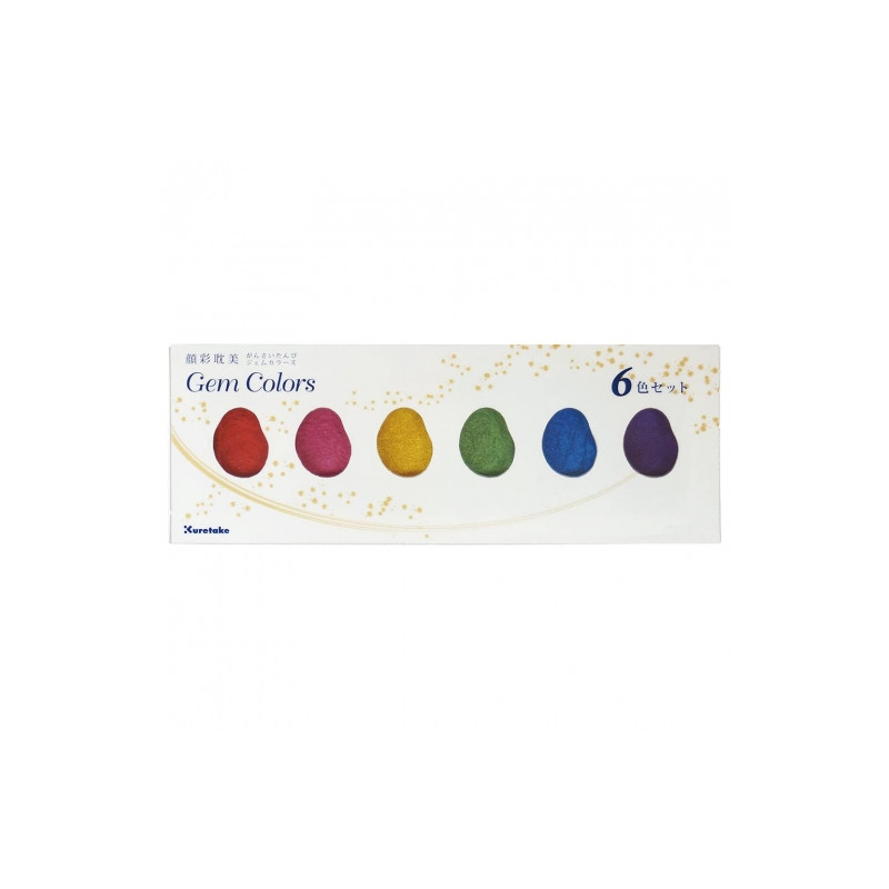 Kuretake gansai tambi gem colors set of 6 shimmering watercolors